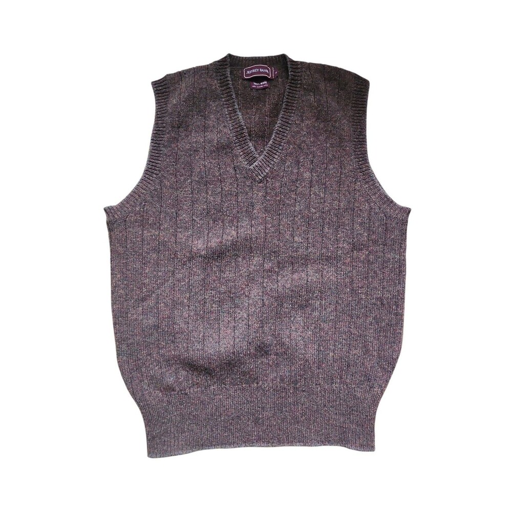 Jeffrey Burns Vintage Y2K 100% Wool Vest Mens L Brown Indie Dark Academia Preppy